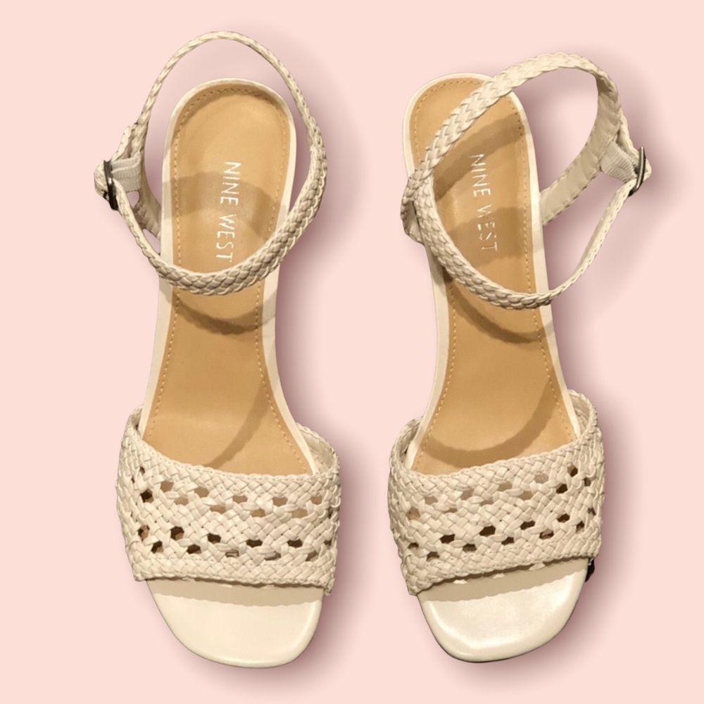 Nine West Tinsley Woven Block Heel Sandal …